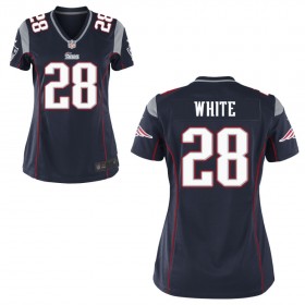 Women's New England Patriots Nike Navy Blue Game Jersey WHITE#28