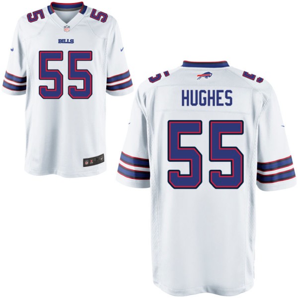 Nike Men's Buffalo Bills Game White Jersey HUGHES#55