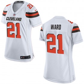 Nike Cleveland Browns Womens White Game Jersey WARD#21